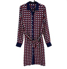 GANT Bleu Marine Geo A Ligne Ceinture Robe Chemise Taille Ue 36 UK 8 US 6