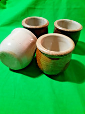 5 ancien pot de yaourts en gres marron et beige