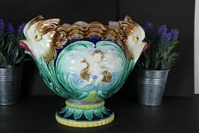 Antique Boch freres pottery marked planter jardiniere dolphin fish rare