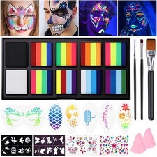 Palette Maquillage Enfant 34 Couleurs Fluorescents UV Peinture Visage Enfant ...