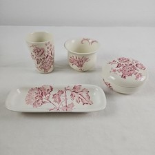 Ensemble De Toilette En Faience Ancienne Anglaise Rose