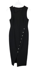 Robe KAREN MILLEN Femme UK 10 Sans Manches Ajustée Détails Métalliques Noire