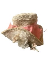 Antique Armand Marseille Doll Hat? raised edge decorated with flowers