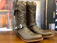 Bottes de Cuir Botas Calero Santiags Western Cow-Boy Boots Brown Lacets