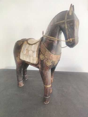 Cheval ancien bois nacre - cheval,
