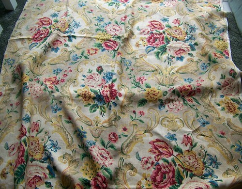 Ancien grand coupon tissu - ancien,