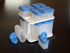 Tupperware Modular Mates Spice Carousel Shaker Containers Vtg Country True Blue 