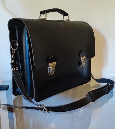 Cartable cuir noir vintage - , 2