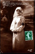 PATRIOTIC POSTCARD - A YOUNG NURSE - She gives to soldiers tried by ...