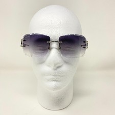 Cartier Sunglasses Piccadilly C Decor Grey Lens Diamond Cut Silver Frame