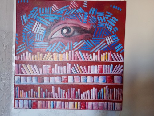 Oeil dans bibliothèque - dans,
