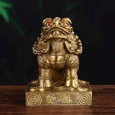 4.7" Feng Shui Brass Kirin Kylin Statue Pi Yao Dragon Avatar Figurine