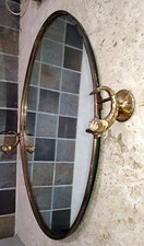 Antique Brass Bronze Oval Dolphin Wall Mirror H: 60.5cm