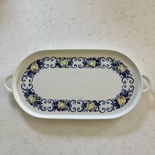 Villeroy & Boch Cadiz Serving Oval Tray Platter Fruits White Blue 16x7.5