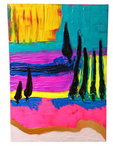 Tableau abstrait multicolore - abstrait,