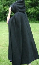 Costume d'Halloween Cape Médiévale Cape à Capuche Noire Déguisement