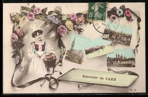 Cpa caen souvenir - de,