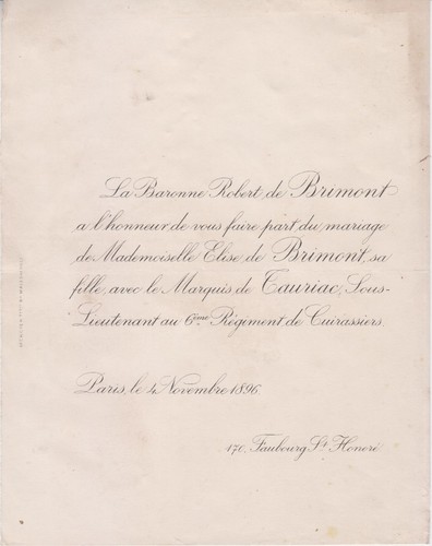 1896 faire part mariage - 1896,