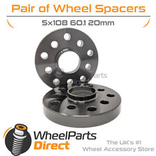 Wheel Spacers (2) Black 5x108 60.1 20mm for Renault Clio Sport 197 [Mk3] 06-09
