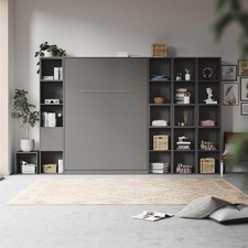 SMARTBett Salon Lit escamotable 140x200 Vertical avec étagères