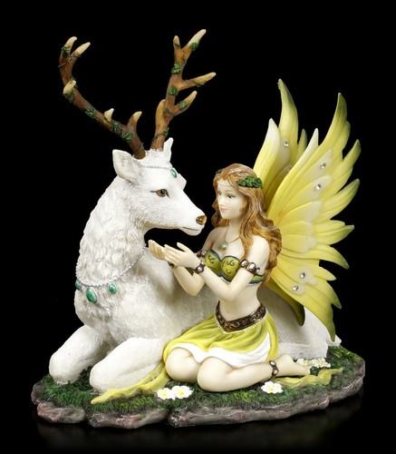 Figurine elfe avec cerf - figurine,
