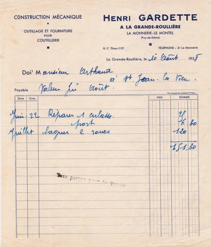 Grande roulliere facture - la,