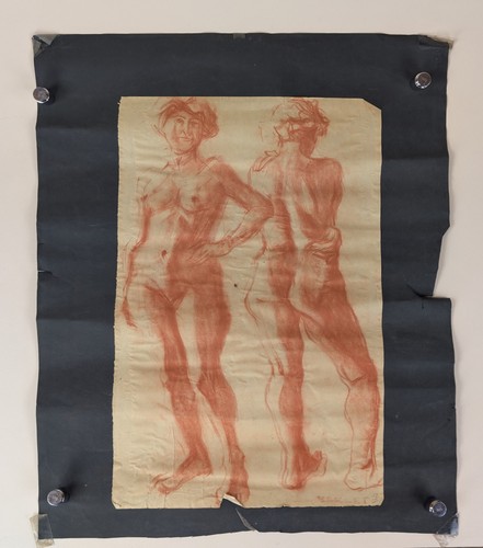 Dessin ancien sanguine - ancien, nu