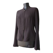 Dries Van Noten Blazer Blouse Long Sleeve Brown Full Zip Wool Blend Vintage 40/L