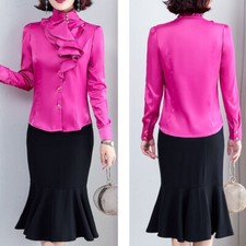 Femme Faux Soie Chemise Satin