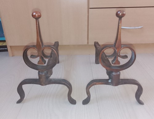 Ancienne paire chenets fer - ancienne,