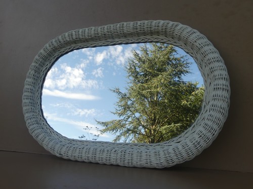Miroir osier tressé vintage