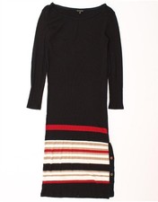 MASSIMO DUTTI Womens Long Sleeve Maxi Dress UK 10 Small Black Striped DK69