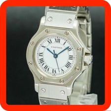 Vintage [N-MINT] Santos de Cartier Octagon Silver Roman Woman Automatic Watch