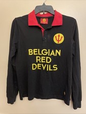 Belgian red Devil’s long sleeve polo shirt With the red Devil’s Trident Sz S