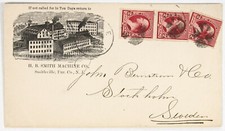 1900 factory ad cover, H.B. Smith Machine Co. Smithville, Bur. Co. NJ. to Sweden