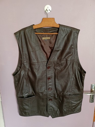 Gilet cuir marron polar - cuir,