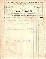 Trouville sur Mer (14) Rare 1937 invoice. L.Pasquet. Tennis Racquet Factory