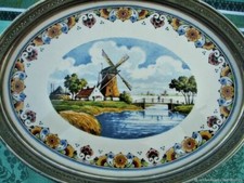 Antique Tin Mill Earthenware Tray DELF Old tin mill tray DELF earthenware