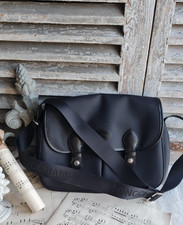 ANCIEN SAC TOILE NOIRE ET CUIR