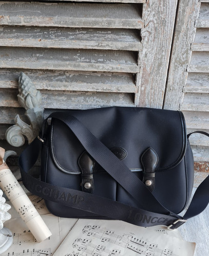 Ancien sac toile noire cuir - sac,