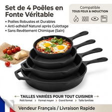 Set 4 Poêles en Fonte