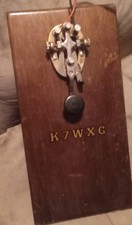 Brass Morse Key Telegraph Vintage SWR Ham Radio Mounted On Wood Base