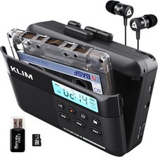 KLIM K7 Portable Cassette Tape Player + Digital MP3 Converter, Headphones, Black