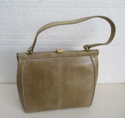 Sac vintage cuir - serpent, taupe