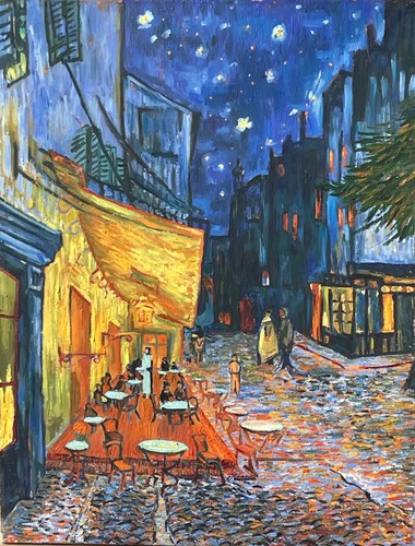 Tableau huile café paris - huile, de