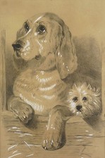 Edwin Henry LANDSEER (1802-1873) d'après : Portrait de chiens de chasse 