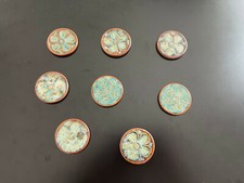 Set of 8 Auguste Delaherche Signed Enamel Enamel Mini Ceramic Tiles Art Nouveau