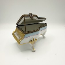 Peint Main Limoges France Chamart Piano Floral Trinket Box Vintage/Antique Video