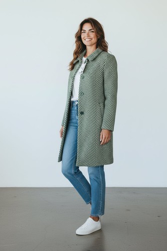 Manteau desigual laine vert - manteau,