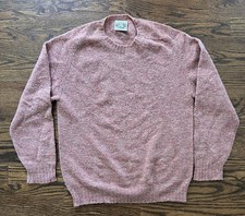 Jamiesons Scotland Salmon Sand Speckled Melange Shaggy Dog Shetland Sweater Sz L